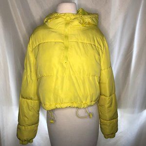 Love Tree Yellow Zip Cropped Puffer Jacket